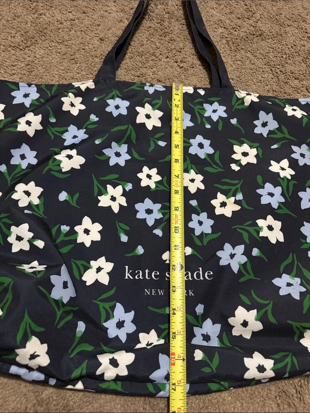 Kate Spade Tote-Navy Floral-Cloth-OpenTop-Large Size-GUC